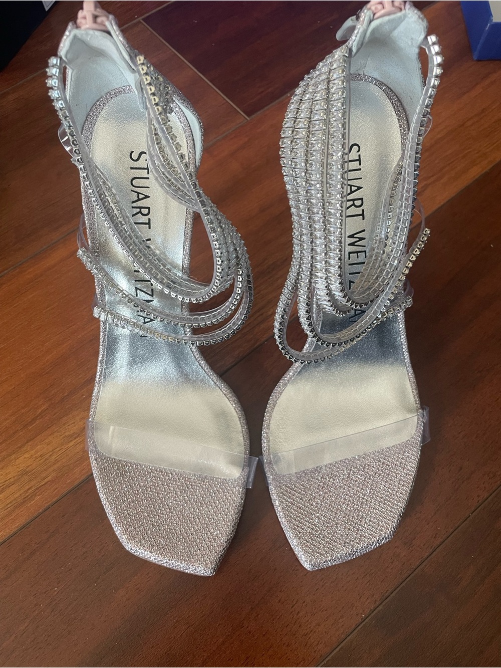 NIB Stuart Weitzman SUPERGLAM 100 Crystal Strappy Stiletto Sandal Size 8 - Picture 3 of 13